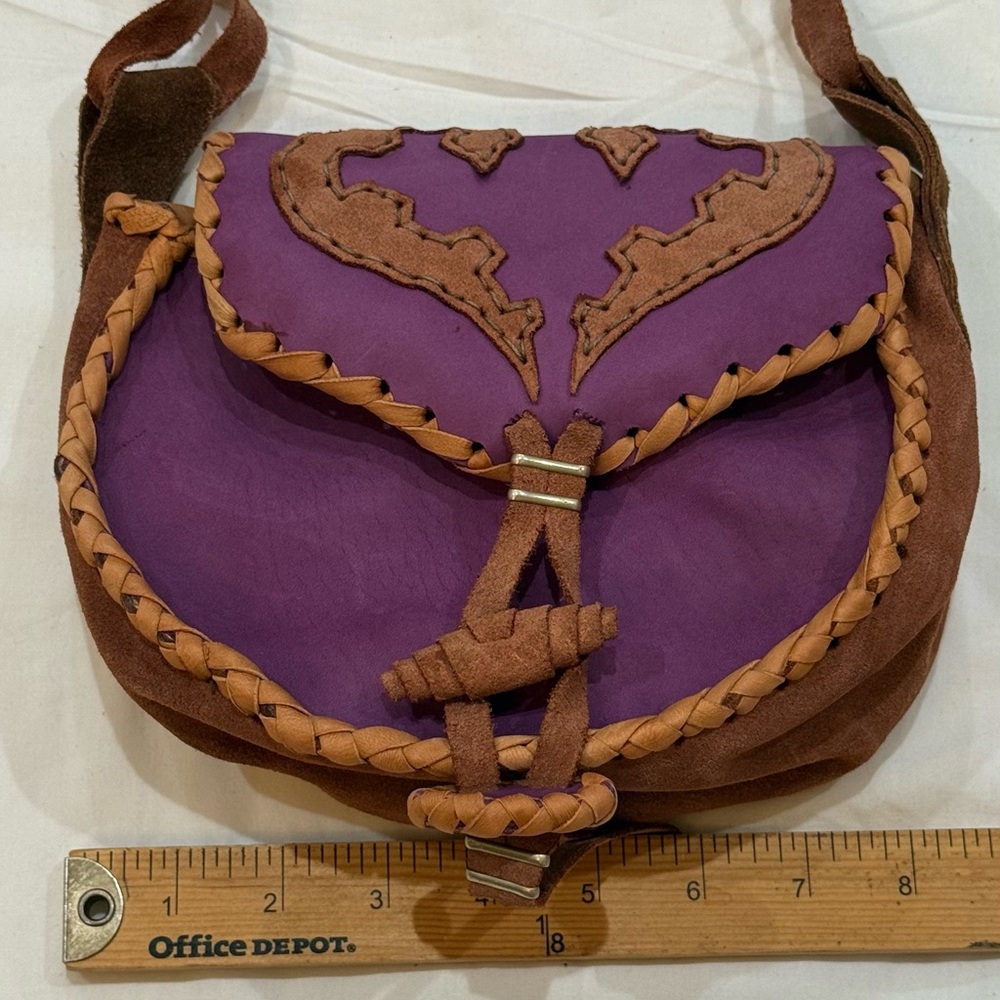Handmade Purple and Brown Women's Bag - Picture 5 of 7